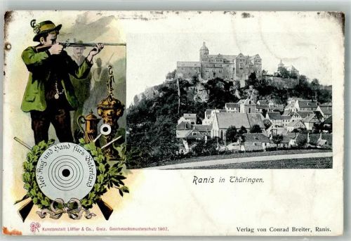 Ranis 1915 Schütze Schießscheibe Pokal Burg Ranis