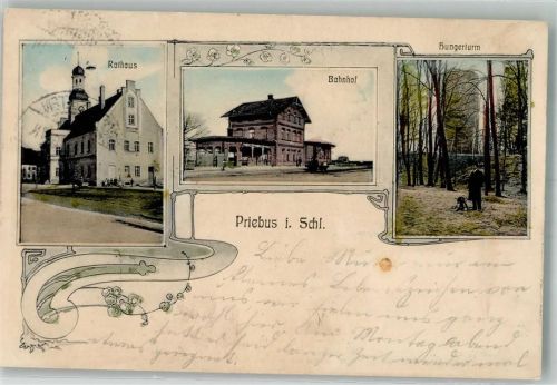 Priebus 1911 Rathaus Bahnhof Hungerturm