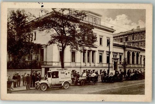 Magdeburg 1915 Ausfahrt der Autos mit Liebesgaben Rotes Kreuz Frauenverein Stempel