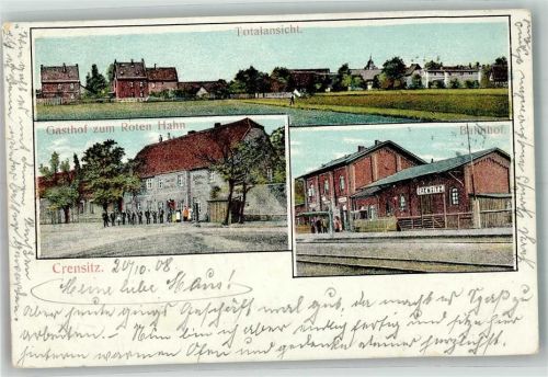 Krensitz 1908 Bahnhof Gasthaus zum Roten Hahn