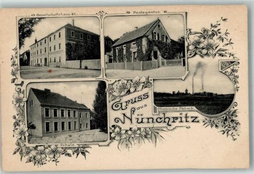 Nünchritz 1913 Post Gesellschaftshaus Chemische Fabrik Schule