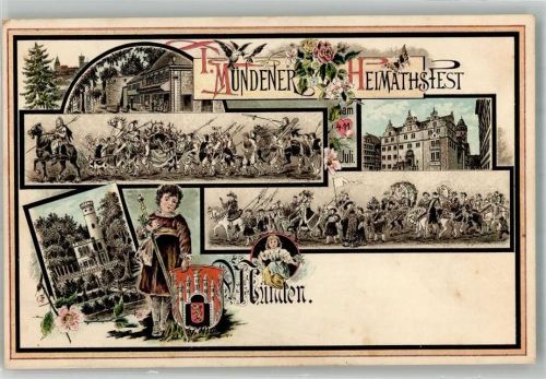 Münden 1. Mündener Heimatfest Feldzüge Ritter Schmetterling Stadtwappen Passepartout
