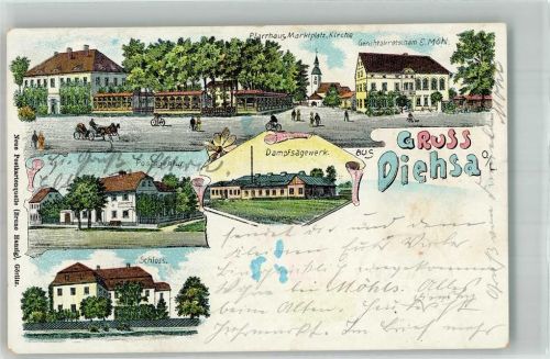 Diehsa 1907 Schloss Dampfsägewerk Postagentur Pfarrhaus Gerichtskretscham Möhl