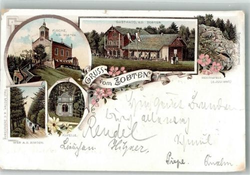 Zobten am Berge 1897 Kirche Gasthaus auf dem Zobten Kapelle Lithographie