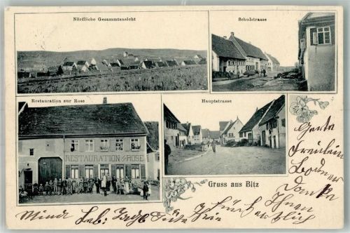 Bitz 1906 Hauptstrasse Schulstrasse Gasthaus zur Rose