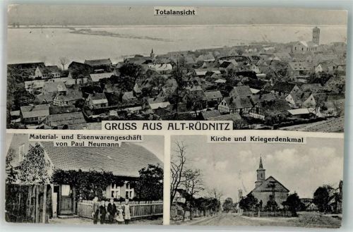 Rüdnitz 1915 Alt-Rüdnitz Eisenwarenhandlung Neumann Kirche Kriegerdenkmal