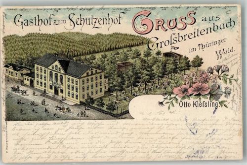 Großbreitenbach 1900 Gasthaus zum Schützenhof Postkutsche