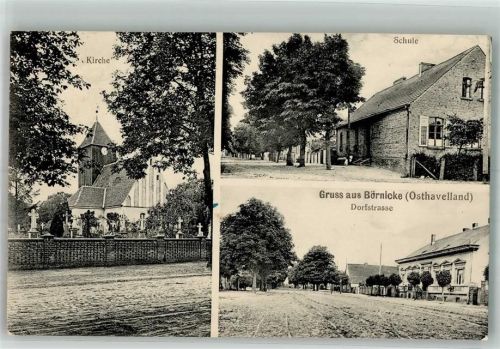 Börnicke Schule Dorfstrasse Dorfkirche Bahnpost Nauen- Zug 604