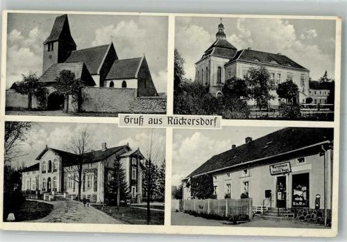 Sprottau Szprotawa 1936 Foto AK Kirche Geschäft Schloss rückersdorf