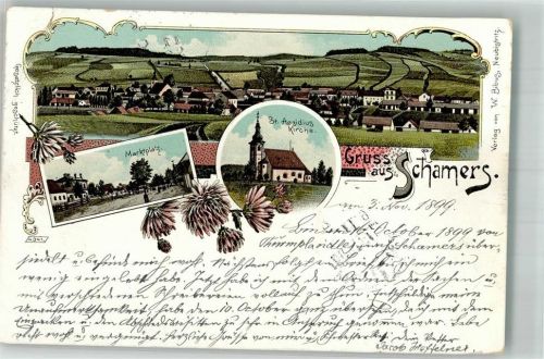 Cimer 1899 Kirche St. Aegidius Marktplatz Lithographie