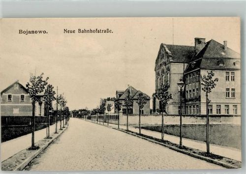 Rawitsch Rawicz Foto AK Neue Bahnhofstrasse Bojanowo