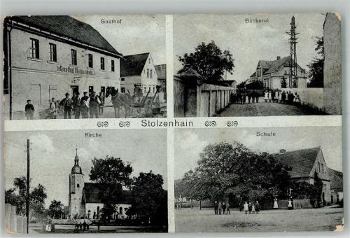01609 O8402 Gröditz b Riesa - Stolzenhain Gasthaus Bäckerei Kirche Schule
