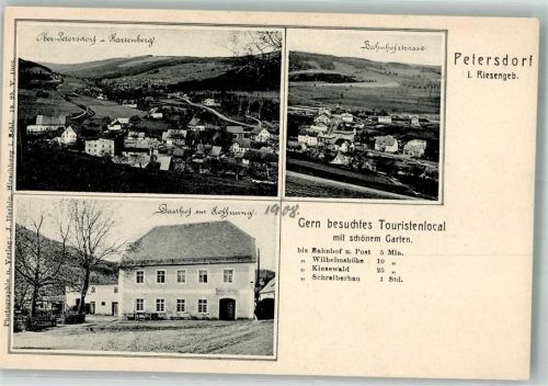 Petersdorf Piechowice Foto AK Gasthaus zur Hoffnung Bahnhofstrasse