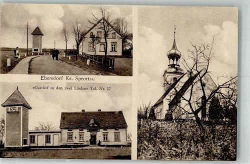 Ebersdorf 1938 Gasthaus zu den zwei Linden Kirche Bahnpost Zug 519
