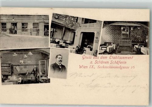 1090 Wien 9. Bezirk, Alsergrund Foto AK Gasthaus z. schönen Schäferin Sechsschimmelgasse 16