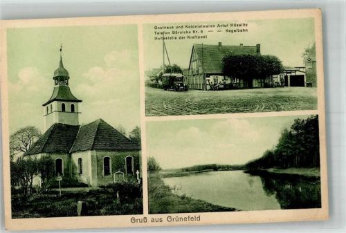 14621 O1545 Grünefeld - Gasthaus Hüselitz Kraftpost-Haltestelle Dorfkirche Die Havel