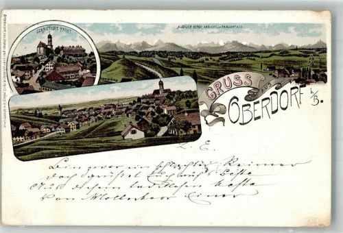 86415 W8905 Baierberg , Schwab 1897 Lithographie Oberdorf Mittlere Markt Allgäuer Berge