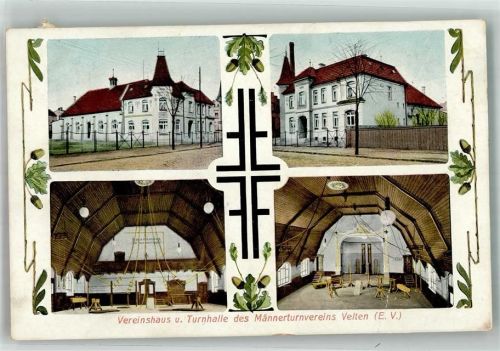 16727 O1420 Velten Foto AK Vereinshaus & Turnhalle Männerturnverein Velten