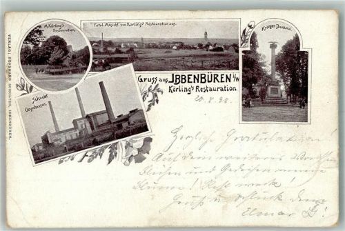 Ibbenbüren 1898 Gasthaus Körling Schacht Oeynhausen Kriegerdenkmal Stauchung II
