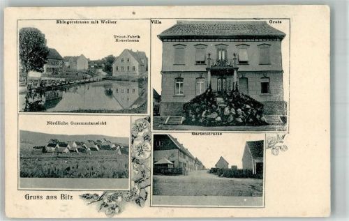 Bitz 1905 Ebingerstrasse Dorfweiher Tricot-Fabrik Konzelmann Villa Grotz Gartenstrasse