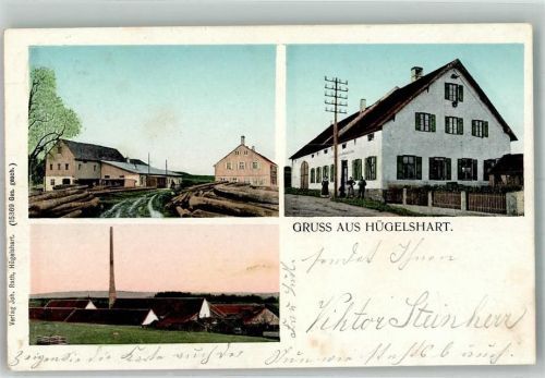 86316 W8904 Hügelshart , Bay - Sägewerk Dorfstrasse Fabrkschornstein