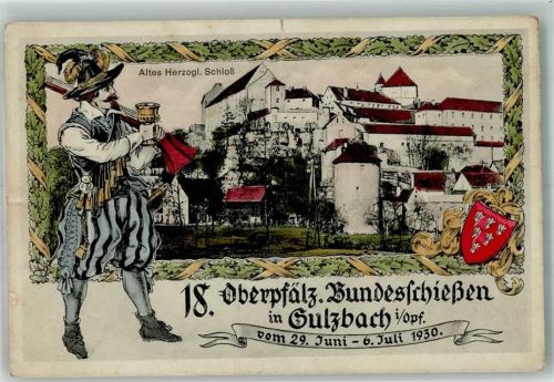 Sulzbach 1930 18. Oberpfälzisches Bundesschießen 1930 Altes herzol. Schloss Schütze Wappen