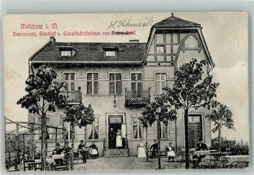 Melchow 1911 Gasthaus Krüll oder Schmicke Gartenwirtschaft