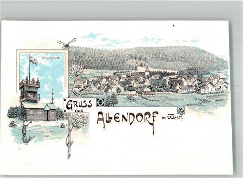 Allendorf Lithographie Schutzhütte beschnitten