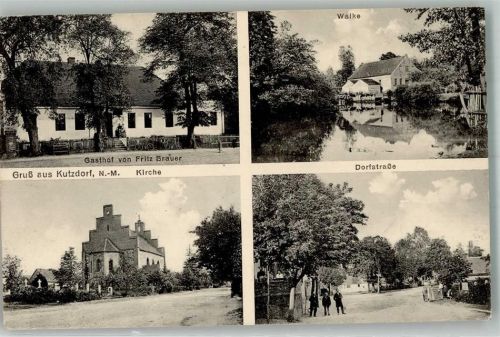 Neumühl-Kutzdorf 1914 Gasthaus Brauer Kirche Dorfstrasse