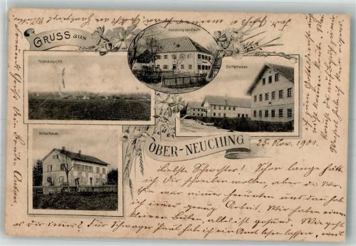 85467 W8059 Oberneuching 1901 Gebrauchsspuren Dorfstrasse Handlung Zech Schule
