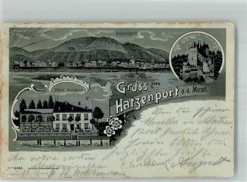 Hatzenport Lithographie Mosel Hotel Heidger Burg Eltz