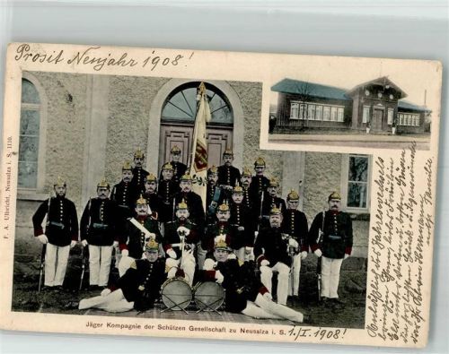 Neusalza-Spremberg 1907 Jäger Kompagnie der Schützengesellschaft Neusalza Trommeln Pickelhauben