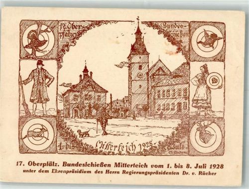 Mitterteich 1928 17. Oberpfälzisches Bundesschießen Mitterteich 1928 Dackel Schützenscheiben signiert