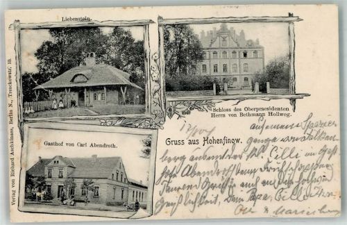 Hohenfinow 1904 Liebenstein Schloss Gasthaus Abendroth