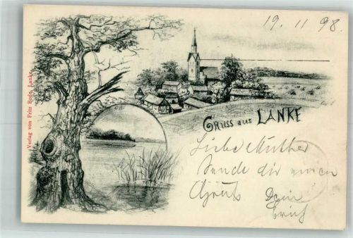 16348 O1281 Lanke 1898 Künstlerkarte Die krumme Lanke Dorfkirche Lanke Zeichnung