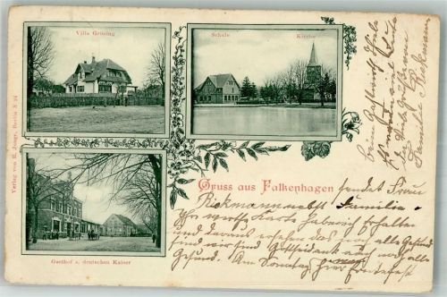 Seegefeld 1899 Falkenhagen Villa Gröning Gasthaus zum deutschen Kaiser Schule