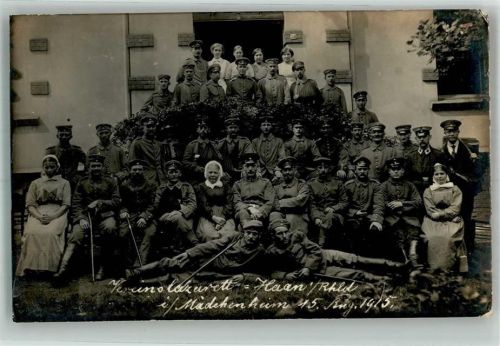 Haan 1915 Gruppenaufnahme Vereinslazarett Haan Kriegsverwundete Krankenschwestern
