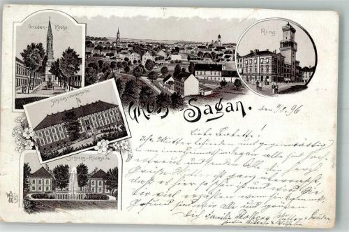 Sagan 1896 Gnaden- Kirche Schloss Ring Lithographie