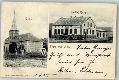 Wutzetz 1900 Dorfkirche Gasthaus Knoop