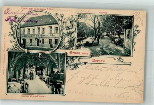 16321 O1280 Bernau b Berlin 1905 - Gasthaus zum schwarzen Adler Gaststube Garten