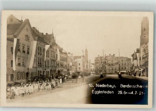 Eggenfelden 1921 13. Niederbayr. Bundesschiessen 1921 Festzug Marktbrunnen