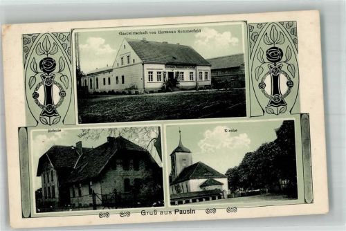 14621 O1545 Pausin 1920 - Gasthaus Sommerfeld Schule Kirche