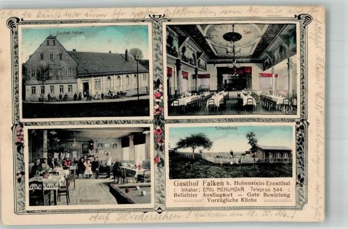 Hohenstein-Ernstthal 1914 Gasthaus Falken Festsaal Gaststube Schiesshaus