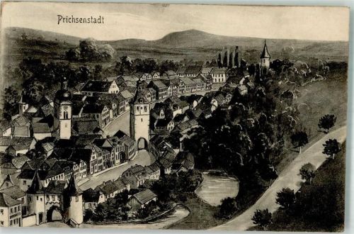 Prichsenstadt 1910 Prichsenstadt Stadttor Bahnpost Frankfurt-Nürnberg Zug 160