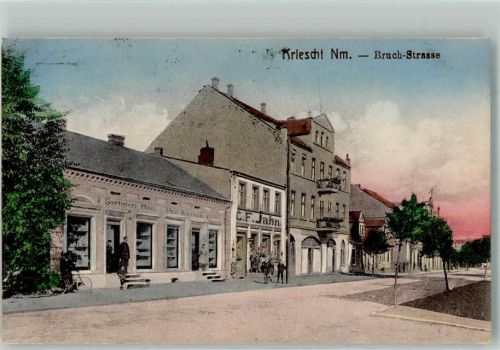 Kriescht Krzeszyce 1923 Foto AK Bruchstrasse Geschäft Kriescht