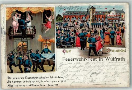 Wülfrath 1904 Feuerwehrfest Gut-Schlauch Feuerwehrmänner Vers