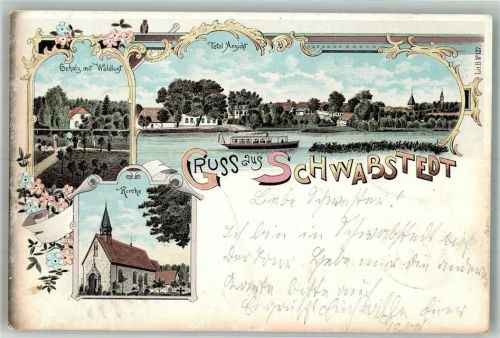 Schwabstedt 1898 Gasthaus Waldlust Dorfkirche