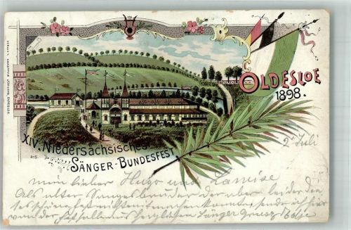 Bad Oldesloe 1898 Lithographie 14. Niedersächsisches Sänger-Bundesfest 1898