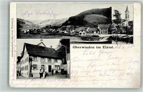 79297 W7809 Oberwinden , Elztal 1905 - Dorfkirche Gasthaus zum Rebstock