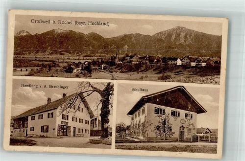 Großweil 1912 Handlung Straubinger Schulhaus Gebirgskette